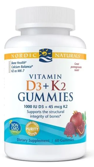 Nordic Naturals Vitamin D3+K2 Gummies Pomegranate, Żelki