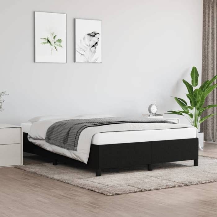 Mooi tweepersoonsbedframe - Extra comfortabel - Lattenbodem - Matras niet inbegrepen, zwart, 140x190cm, stof, 2771