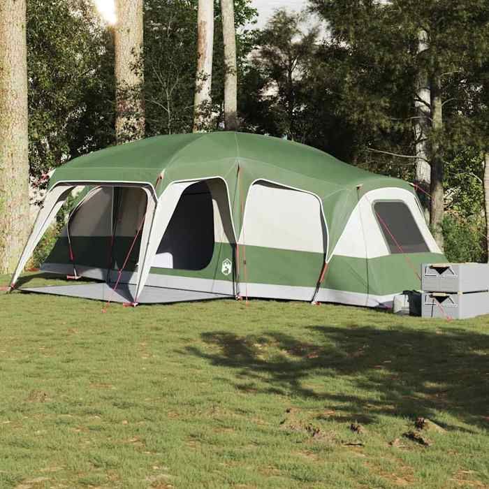 Tienda de campaña familiar vidaXL con porche tipo cúpula, para 9 personas, verde, impermeable, tienda de campaña, tienda de jardín, refugio para exteriores, tienda de campaña 4009584