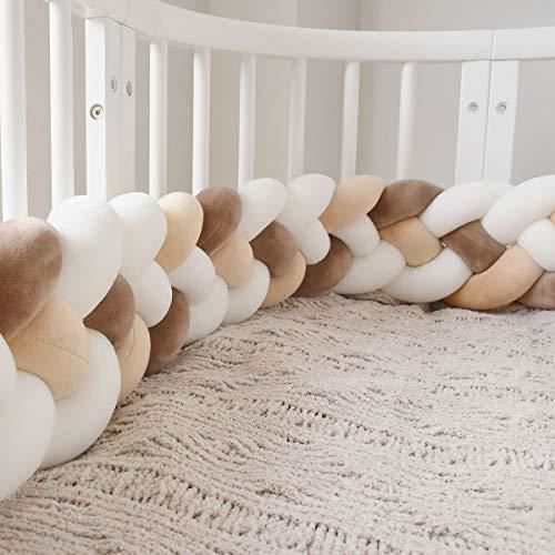 4M Icegrey 3-teiliges Babybett-Set: Gewebte Bettumrandung, Kissen mit Schlangenmuster, Samt-Bettschutz, Nestchen, A5