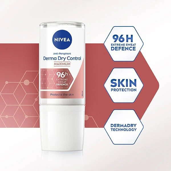 NIVEA Derma Control Max antiperspirant deodorant roll-on 50ml