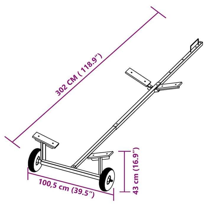 Remolque para barco vidaXL 302x100,5x43 cm, ajustable en 3 posiciones, acero inoxidable, portaembarcaciones de pesca, 90305