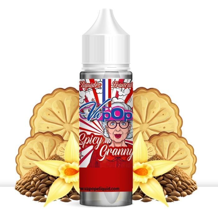 E-liquide Cigarette électronique - SPICY GRANNY -  ELIQUIDE SAVEUR BISCUIT VANILLE ÉPICÉ - 50MPGV/50VG - 0mg/ml - 50ml
