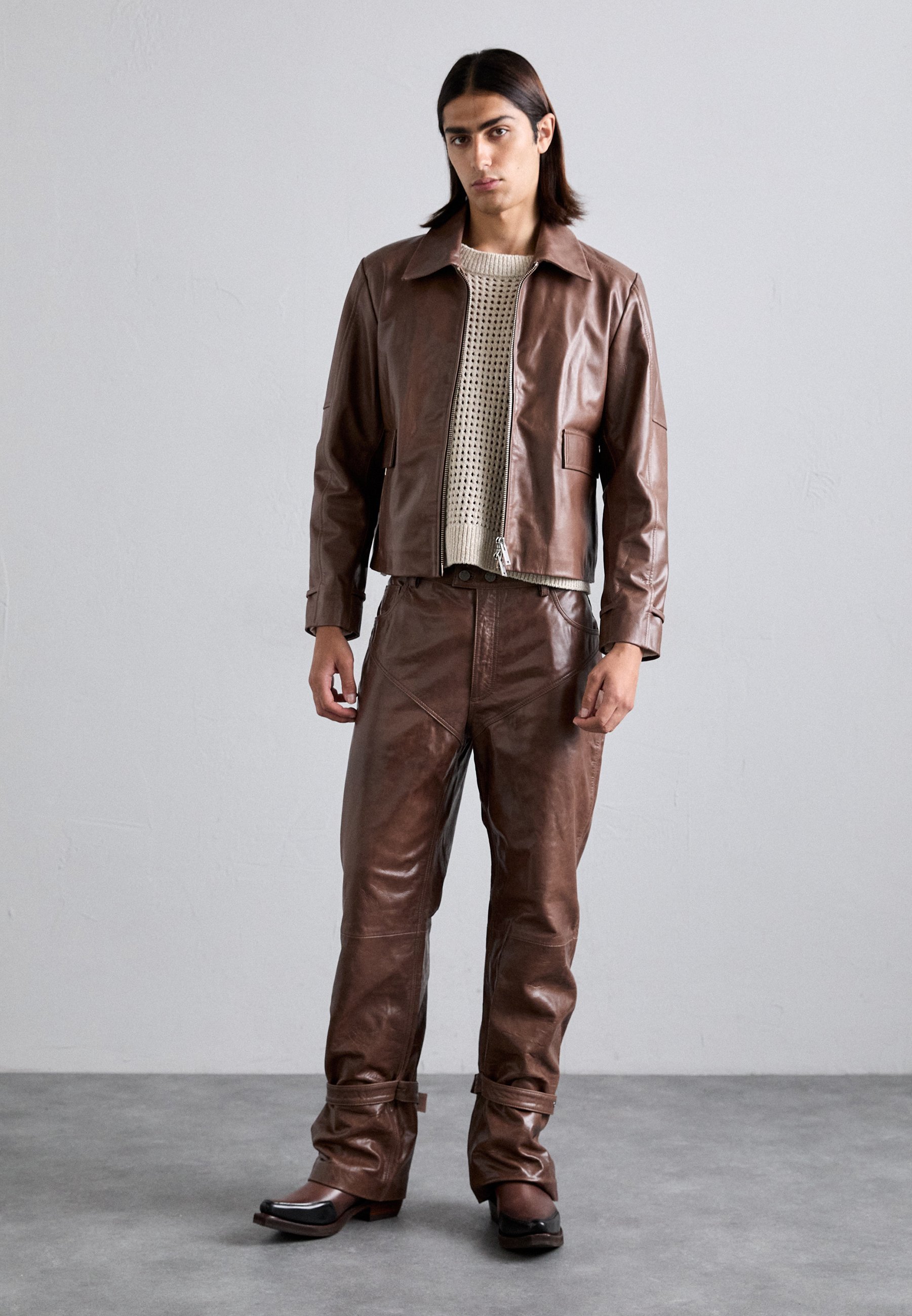 Won Hundred DELHI JACKET UNISEX - Kurtka skórzana - ciemnobrązowa