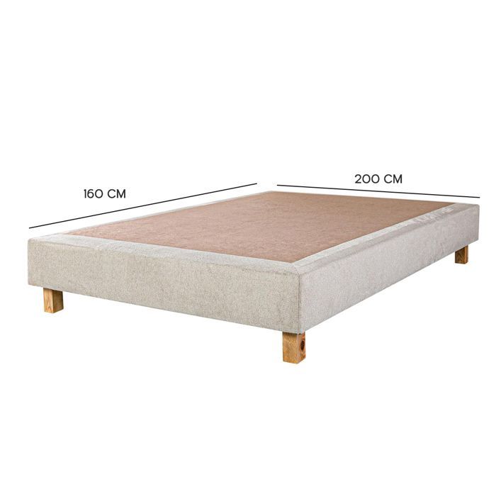 Rete a doghe JOLY con gambe, rivestita in legno massello, colore beige - larghezza 160 x lunghezza 200 cm