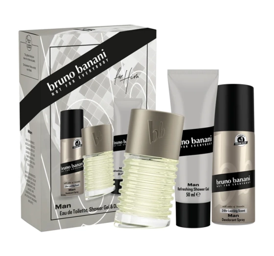 Bruno Banani Man woda toaletowa spray 50 ml   żel pod prysznic 50 ml   dezodorant spray 50 ml