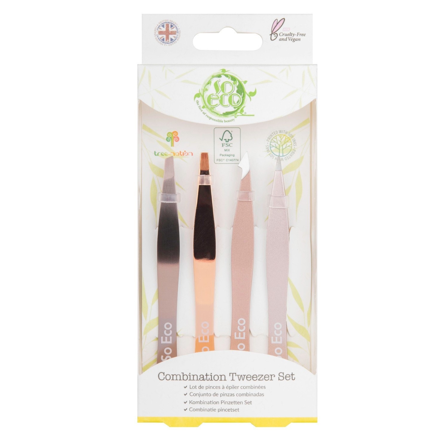 SoEco Kit de 4 pinces à épiler rose gold