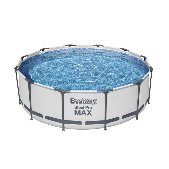 Kit de piscina tubular elevada BESTWAY Steel Pro Max™ - 366 x 100 cm - Redonda (Incluye filtro de cartucho y escalera de seguridad)