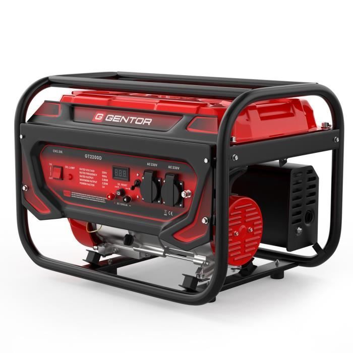 Groupe électrogène - GENTOR - GT2200D - 2200 WATT - 15 l - 65 db - rouge