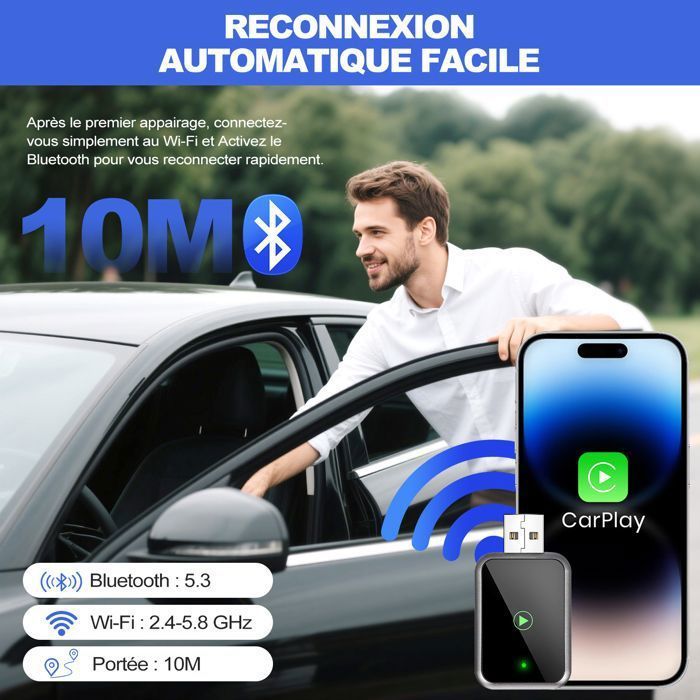 Carplay Adapter - INKINT - Wireless - Bluetooth 5.3 - USB Type-C - Plug and Play