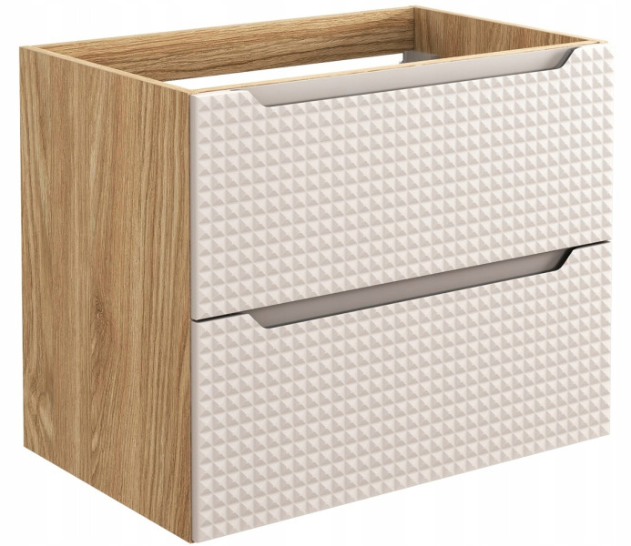 Szafka Pod Umywalkę 70 cm BEŻOWA DĄB Wisząca 2S MDF 3D LUXOR