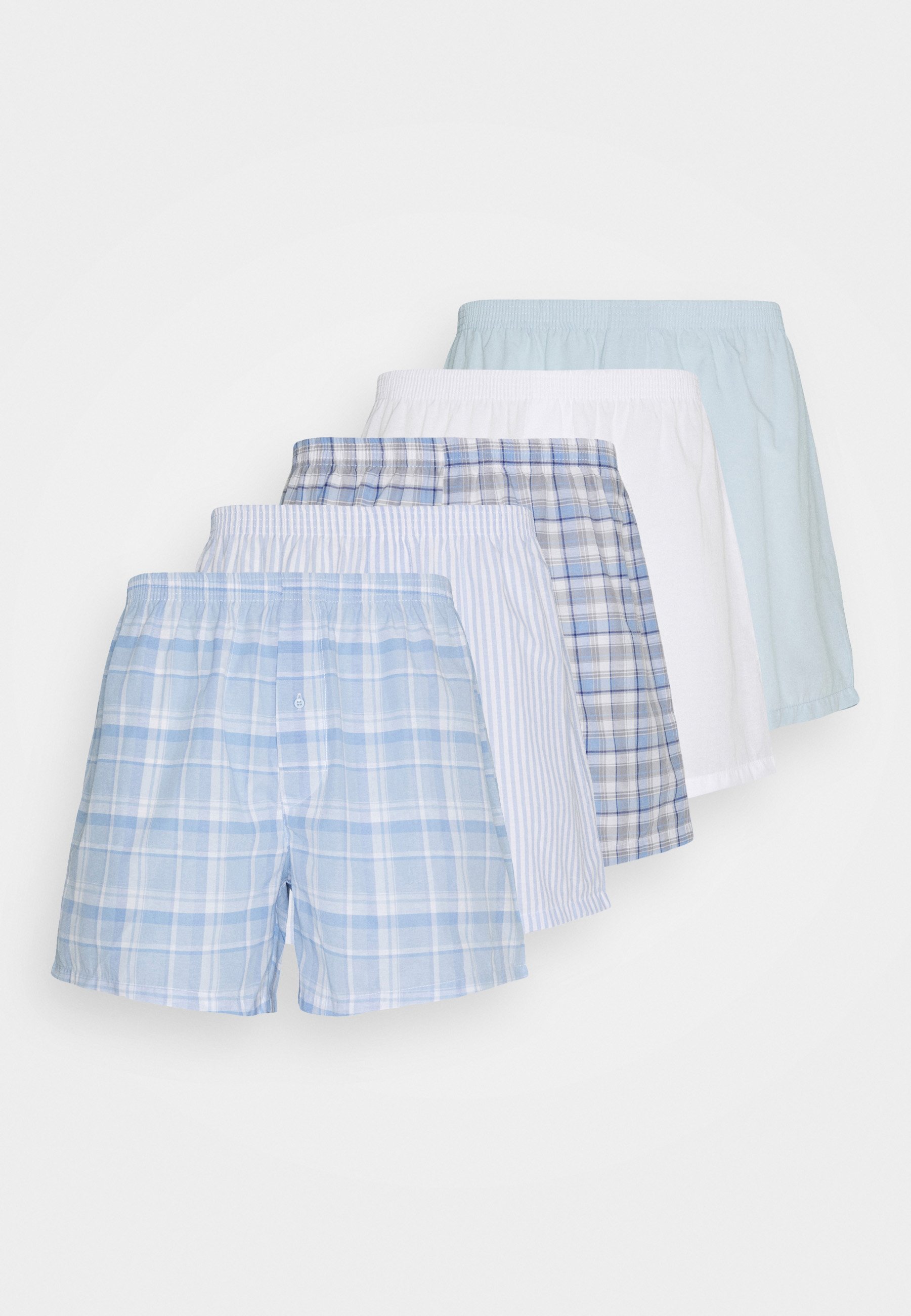 Pier One 5 PACK - Boxerky - světle modrá/bílá