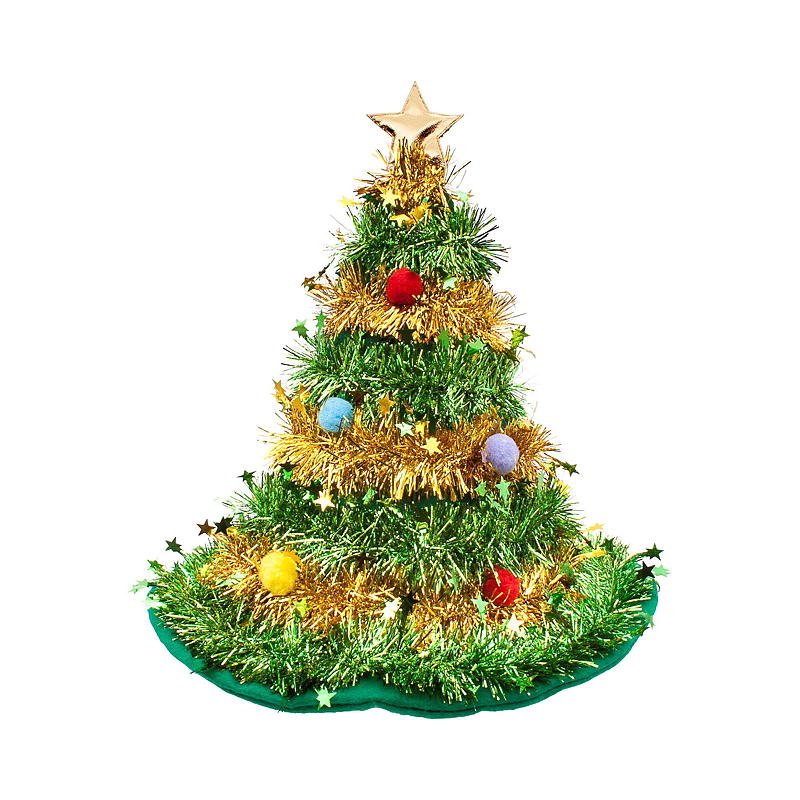 Cappello per albero di Natale con palline, glitter e stella