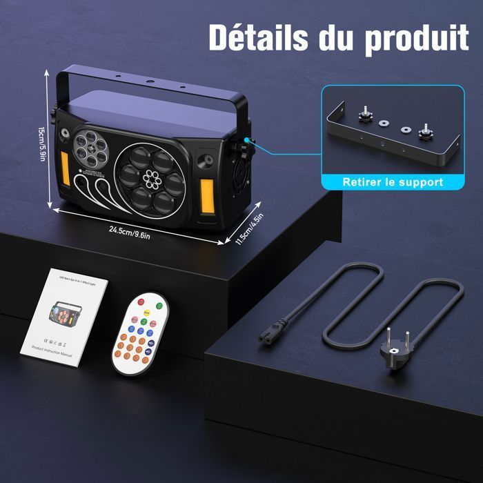 UKING 6 em 1 GOBO Effect Light, Laser LED Portátil - Luz de Palco de 80W