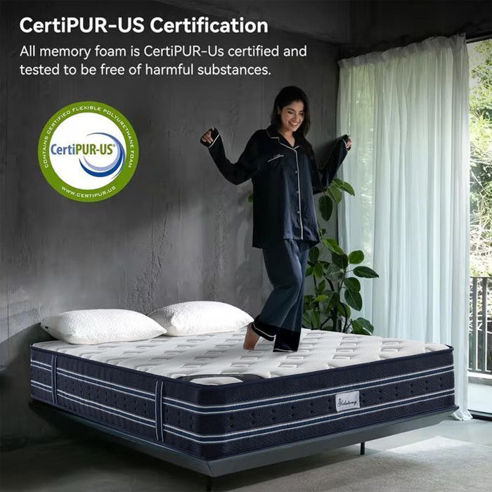 Colchón premium de 140x190 cm y 28 cm de grosor - Espuma HR + Espuma viscoelástica + Látex azul - Firmeza firme - Alta densidad, 7 zonas