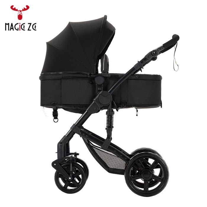 Poussette 3 en 1 Magic ZC Poussette Pousette trio 3 en 1 Pousette Pliage en un clic siège auto et nacelle Max 15kg 6 cadeaux Noir