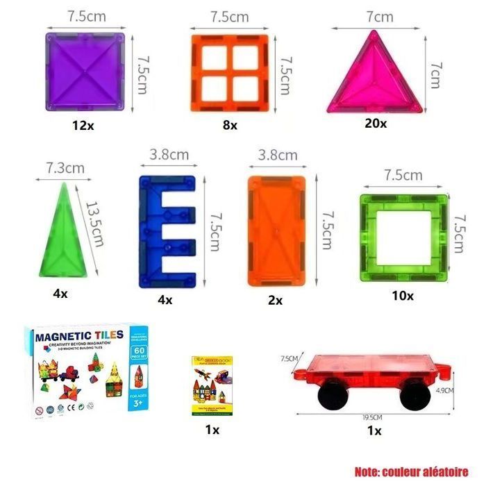 Blocs de Construction Magnétiques - OTBACT - 60 Pièces - Jouet Éducatif - Mixte - 3D