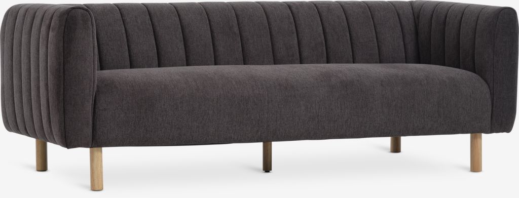 MAGLEBY trivietė sofa, tamsiai rudas audinys/ąžuolo spalva