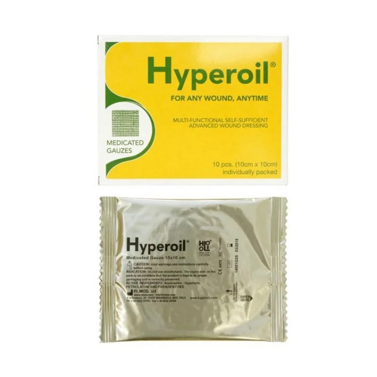 HYPEROIL Hyperoil gaasjes 10x10cm 10 stuks bescherming en genezing