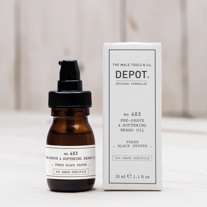 DEPOT 400 SCHEERSPECIFIEK NR. 403 PRE-SHAVE & VERZACHTENDE BROODOLIE olejek przed goleniem