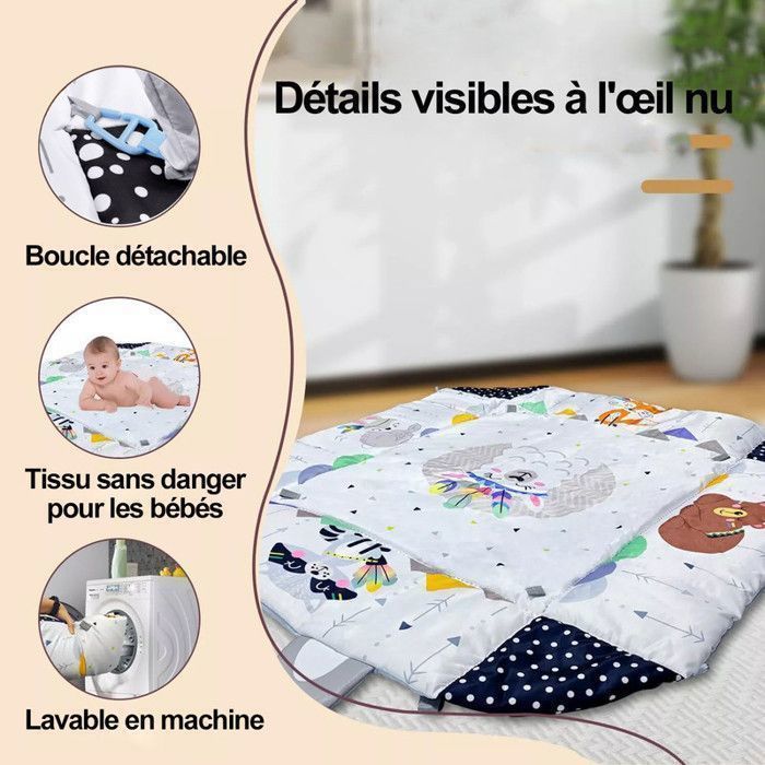 Tapis d'Éveil Bébé, 2 en 1, Éducatif, Parc enfant, De la Naissance, Chambre Bébé, Avec accessoires