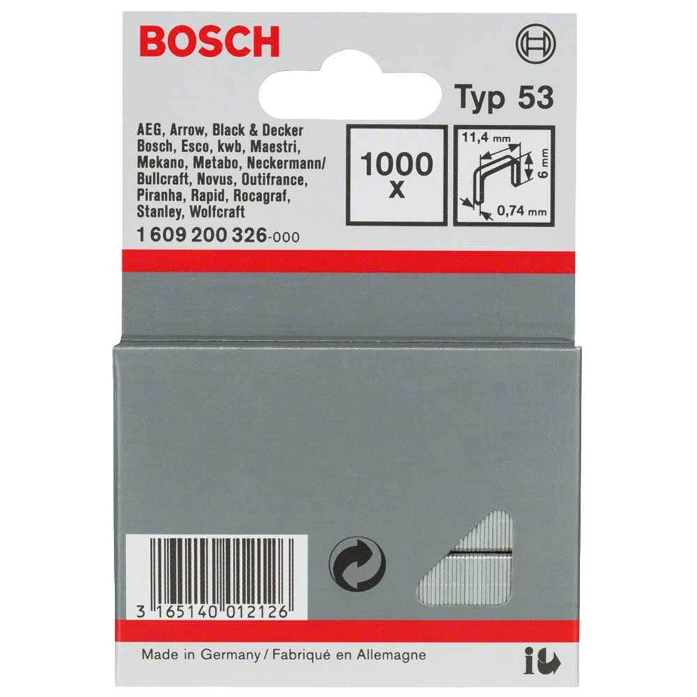 BOSCH 6 mm:n niitit - 1000 kpl pakkaus, sopii PTK14E:lle 1609200326