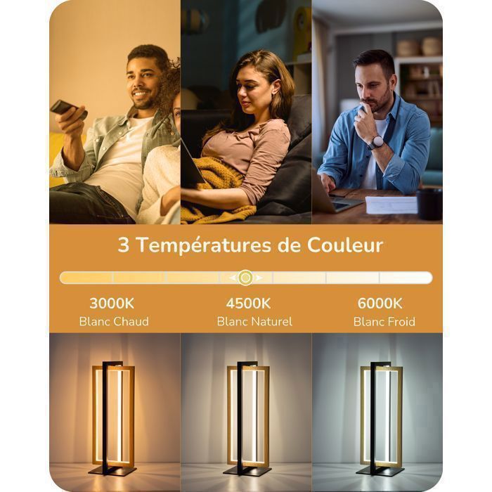 Lámpara de mesa LED metálica EDISHINE con 3 temperaturas de color, lámpara de mesita de noche regulable de forma continua, 750 lúmenes.