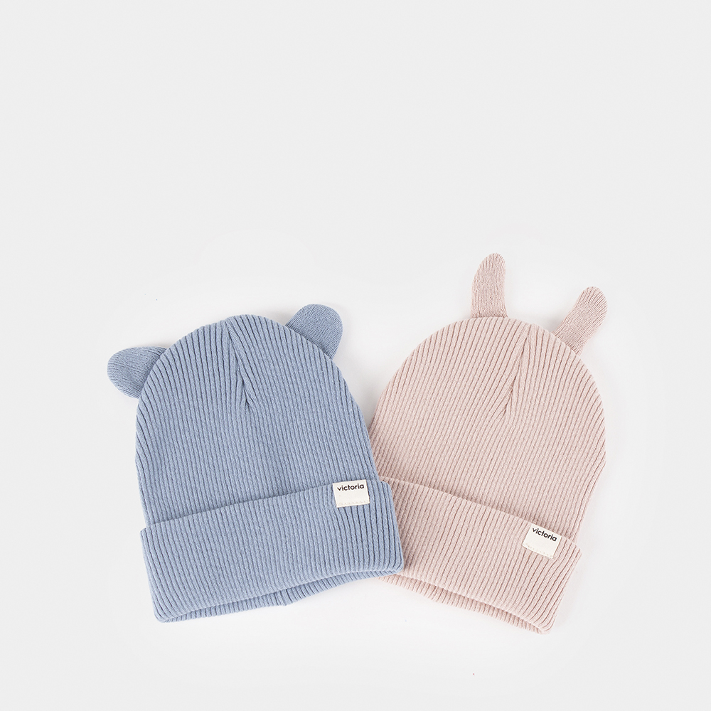 V. Things Gorro de Tricô com Dobra Dupla e Apliques de Orelha