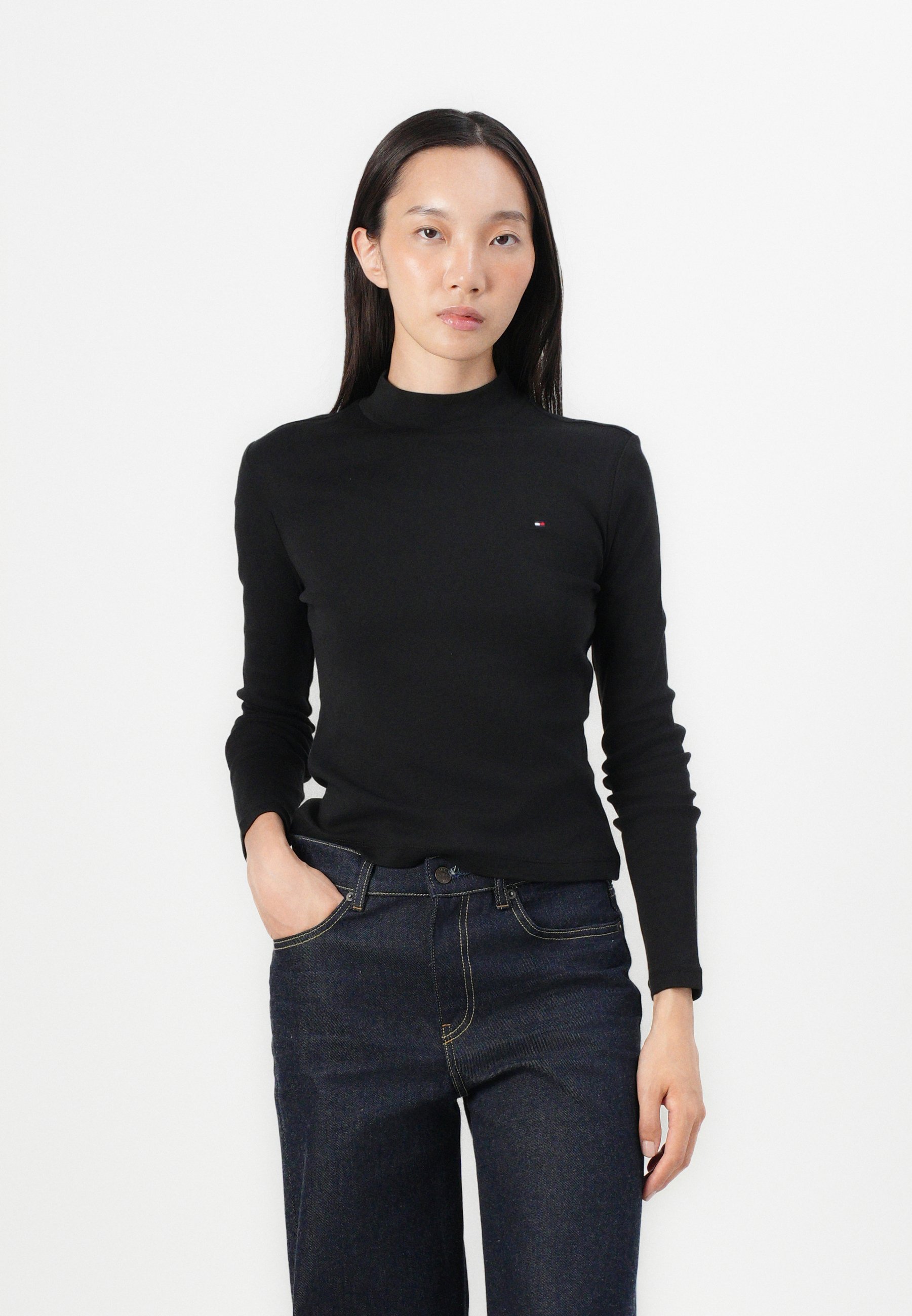 Tommy Hilfiger SLIM CODY - Top s dlhým rukávom - čierny