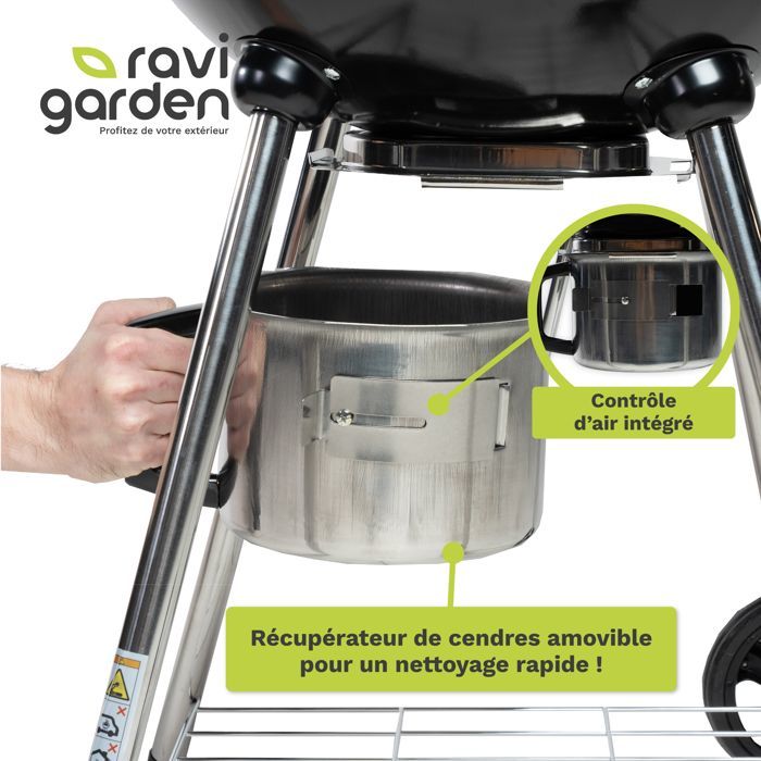 Barbecue a carbone da 57 cm con coperchio | Barbecue rotondo a carbone | Barbecue a carbone a 4 gambe | Ideale per 8-12 persone