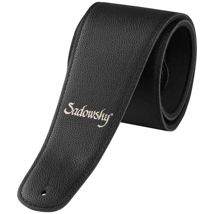 Sadowsky Bass Strap in synthetic leather with neoprene back and gold logo, Black