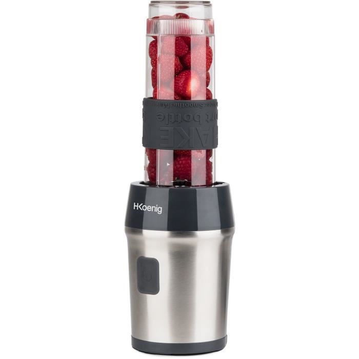 Minibatidora - H.KOENIG - SMOO9 - 300 W - 570 ml - Negra - Incluye 2 bolsas de viaje - Libre de BPA
