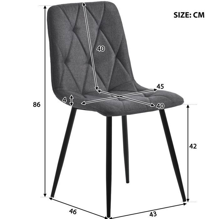 Juego de mesa de comedor de 117 × 68 cm con 4 sillas - Juego moderno de mesa y sillas para cocina/sala de estar - Sillas de lino gris