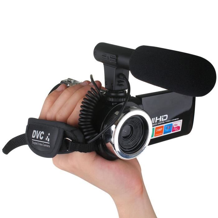 Videocámara Full HD de 24 MP con zoom de 18x - Interfaz AV - Cámara para vlogging con micrófono externo