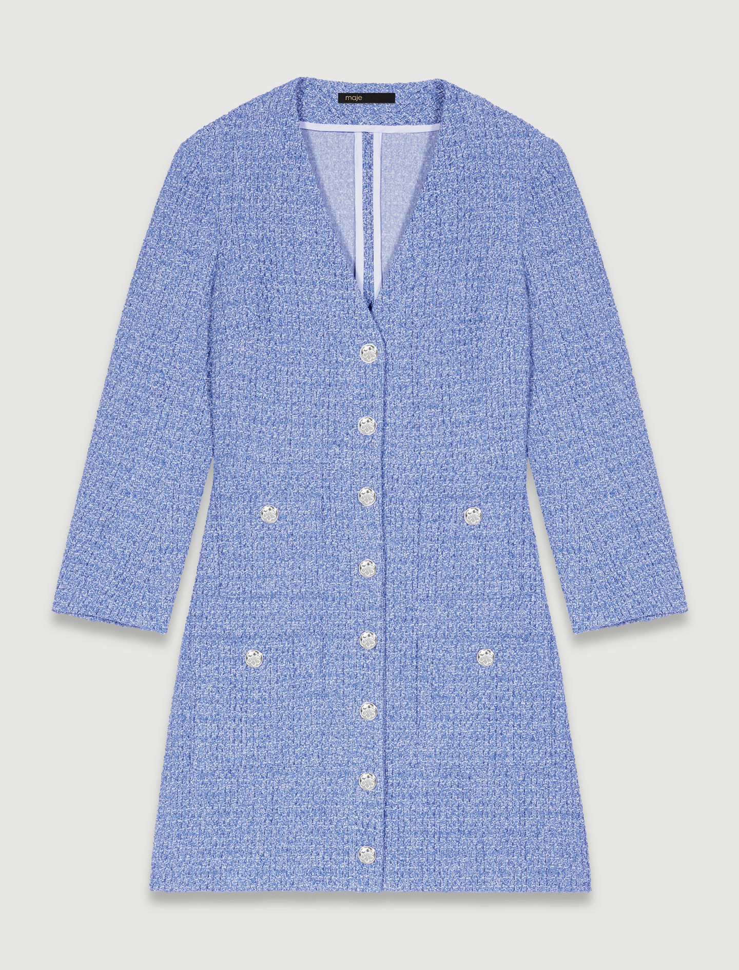 Rochie scurtă din tweed - Albastră
