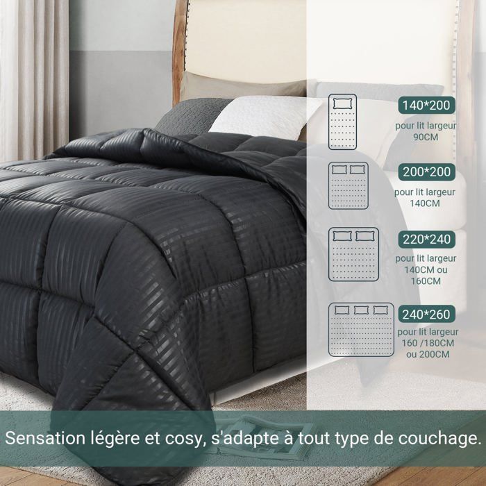 Piumino - Sampur - Soft Luxe - 140x200 cm - Peso medio 250 g/m² - Termoregolante - Nero