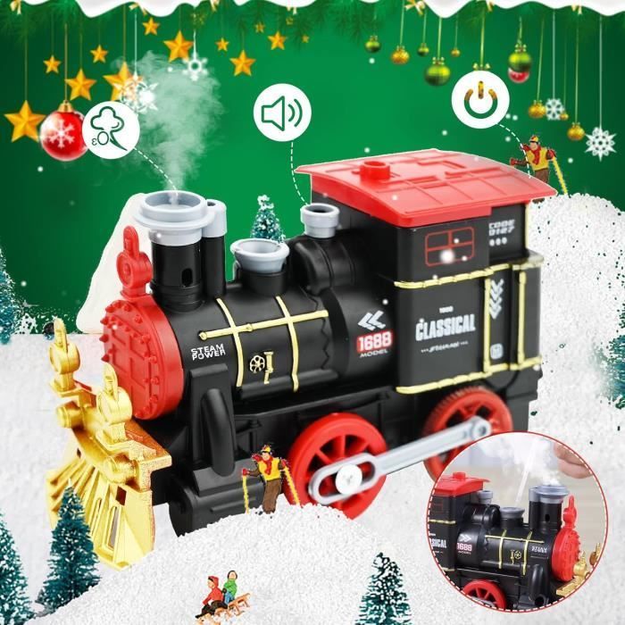 Tren de vapor navideño, tren de juguete para niños, tren eléctrico para niños y niñas, ideal para fiestas navideñas.