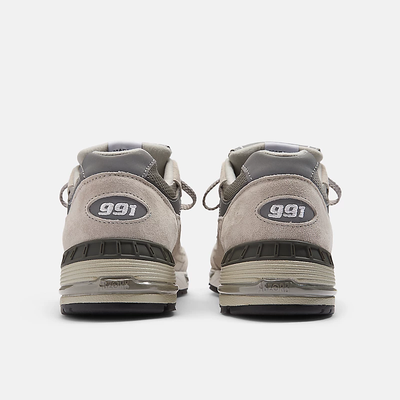 Damenschuhe 991v1, hergestellt in Großbritannien – Grau mit Weiß und Silber