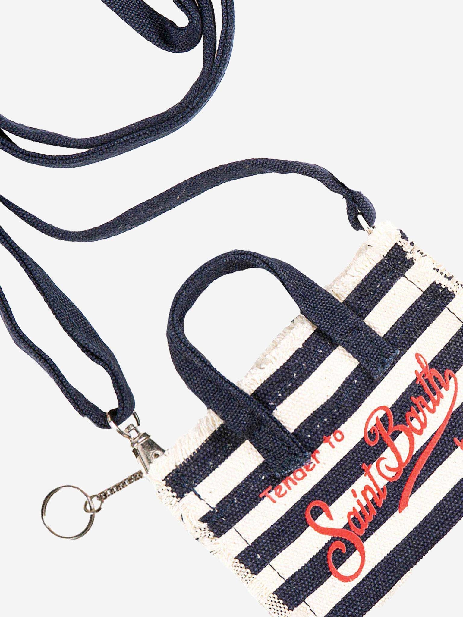 Marineblauwe canvas sleutelhanger
