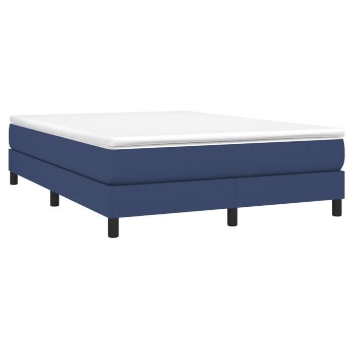 Base de cama vidaXL con muelles, color azul, 140x190 cm, tela (3120514).