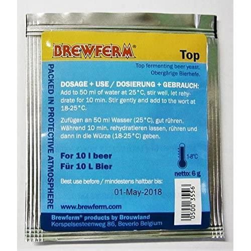 Levadura de Cerveza - Brewferm Top – Levadura para cervezas IPA, Pale Ale, Bitter y Stout | Levadura de alta fermentación | Elaboración casera de cerveza | Levadura