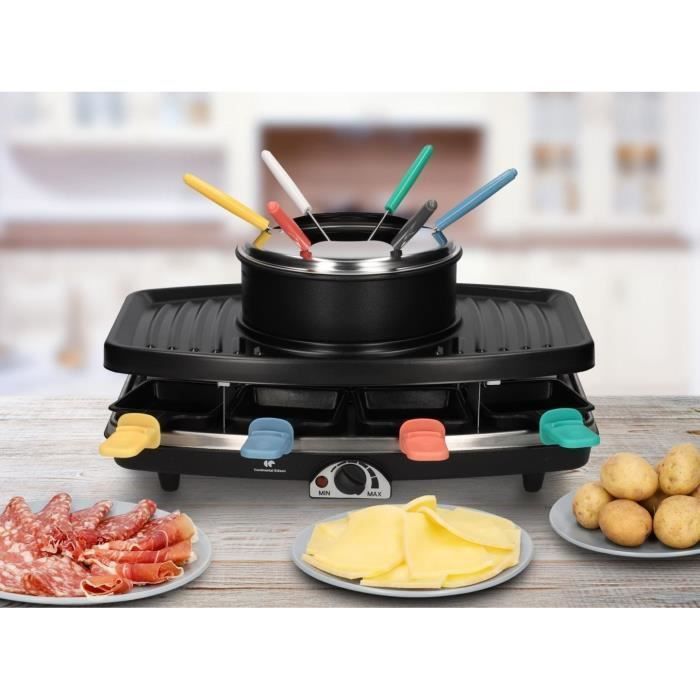 Set per raclette e fonduta CONTINENTAL EDISON CERFG86B per 8 persone - Nero