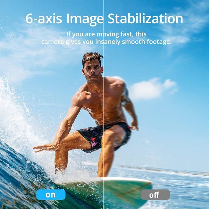 AKASO Brave 7 4K Caméra Sport IPX8 10M Étanche Écran Tactile 30FPS 20MP EIS 2.0 110'' WiFi 512GB Commande Vocale Support Micro Noir