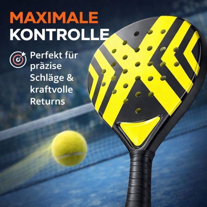 Set de raquettes de padel pour adultes raquette professionnelle – Raquettes de padel pour débutants et joueurs avancés (jaune)