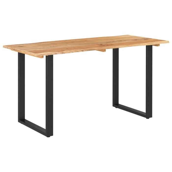 Mesa de comedor - Madera maciza de acacia - 140x70x76 cm - Acabado lacado - Patas negras