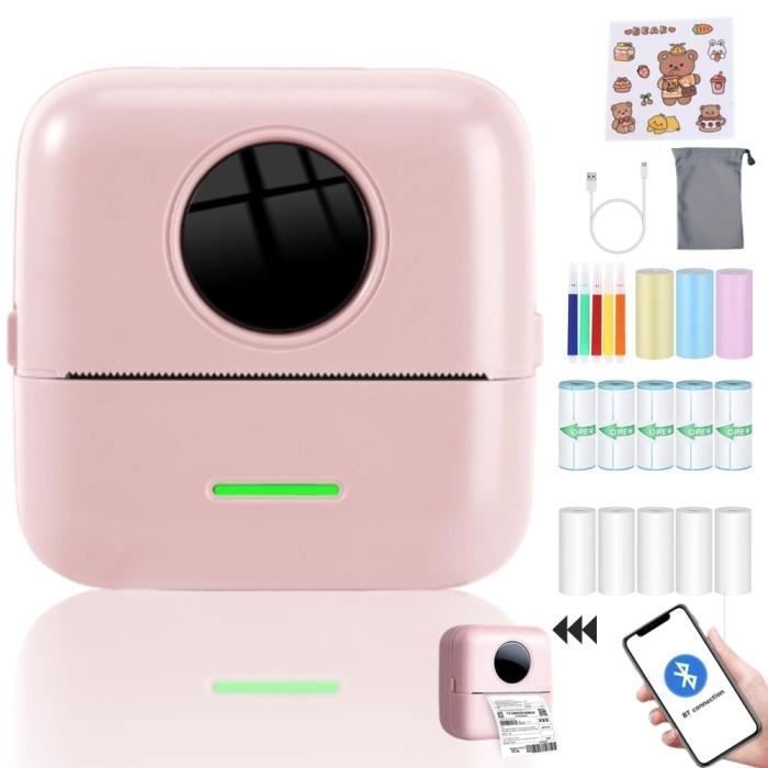 2windeal® Portable Photo Printer Mini Instant Printer with 13 Rolls of Wireless BT PR Label Sticker Paper PINK