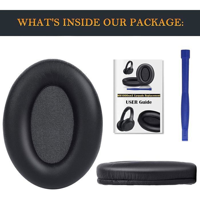 SOULWIT Foam Cushion Headphone Pads for Sony WH-1000XM3 (WH1000XM3) Over-Ear - Black