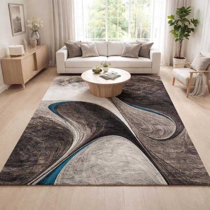 tapis entrée 60x110 tissé noir rectangle motif géométrique LYN8 MADILA