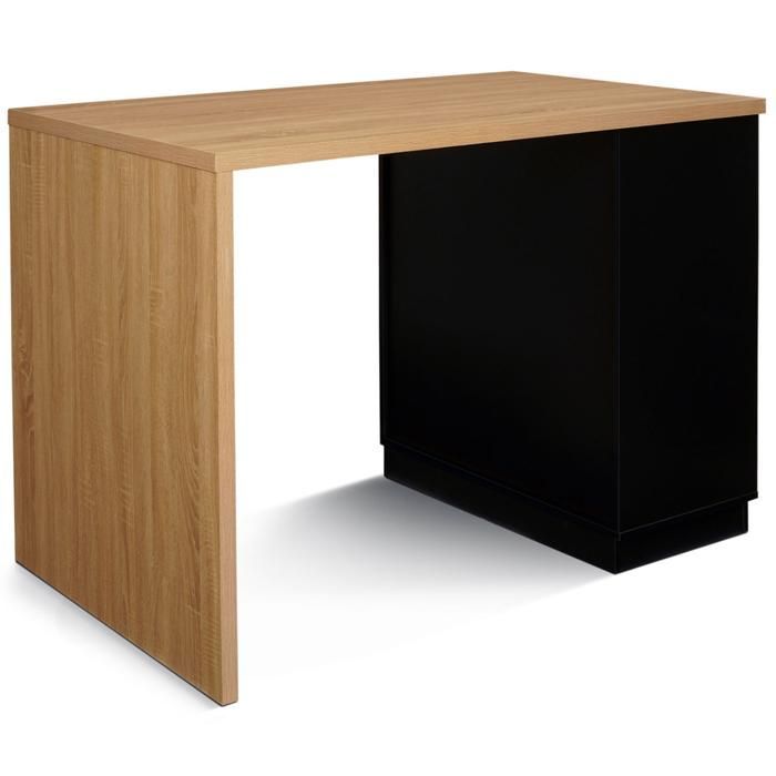 IDMARKET VITO Mesa alta/isla central de 130 cm con tablero de madera y color negro para 4 personas.