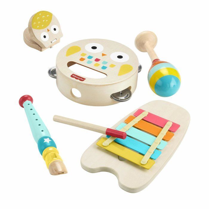 Conjunto de Instrumentos Musicais de Madeira Fisher-Price - Brinquedo Musical para Crianças